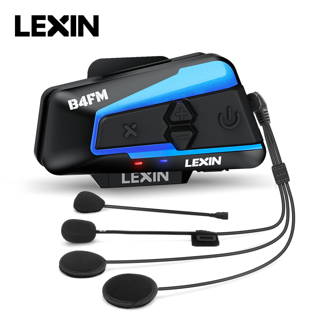 Universal Motorcycle Helmet Intercom Headset - Lexin B4FM-X for 10 Riders Intercom