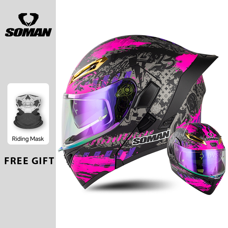 Unisex DOT Approved Dual Visor - Modular Flip Up Motorcycle Helmet Dot Approved recension och pris