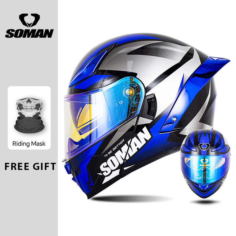 SOMAN Modular Helmet Flip Full - Dual Visor Motorcycle Racing Helmet recension och pris