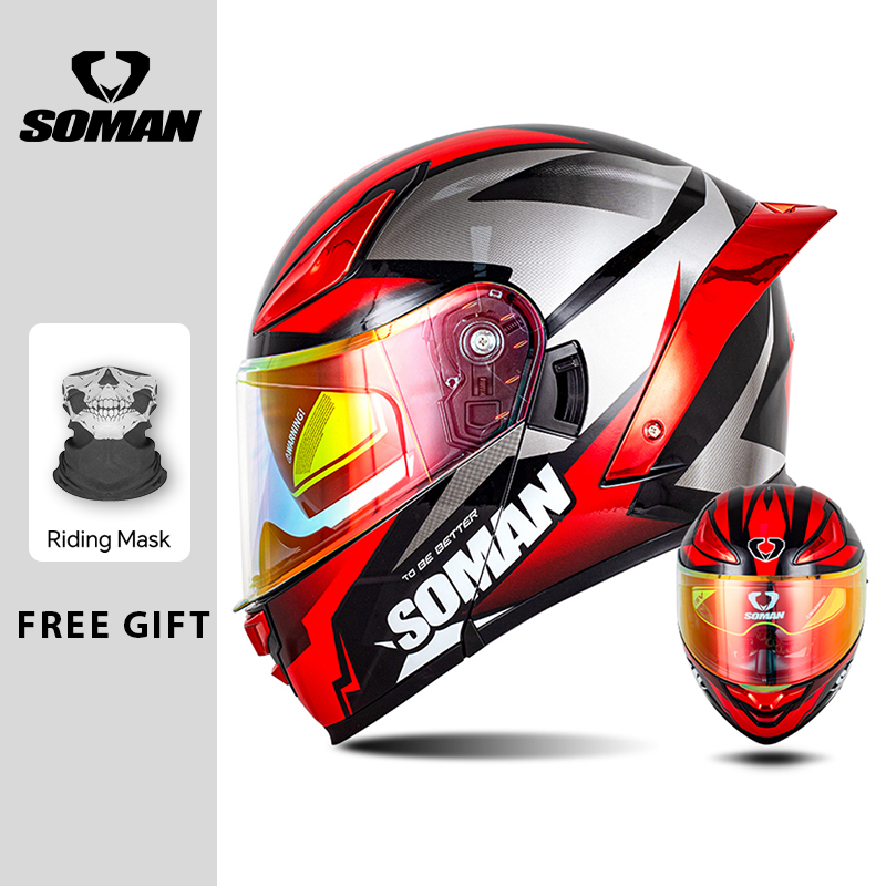 SOMAN Modular Helmet Flip Full - Dual Visor Motorcycle Racing Helmet recension och pris