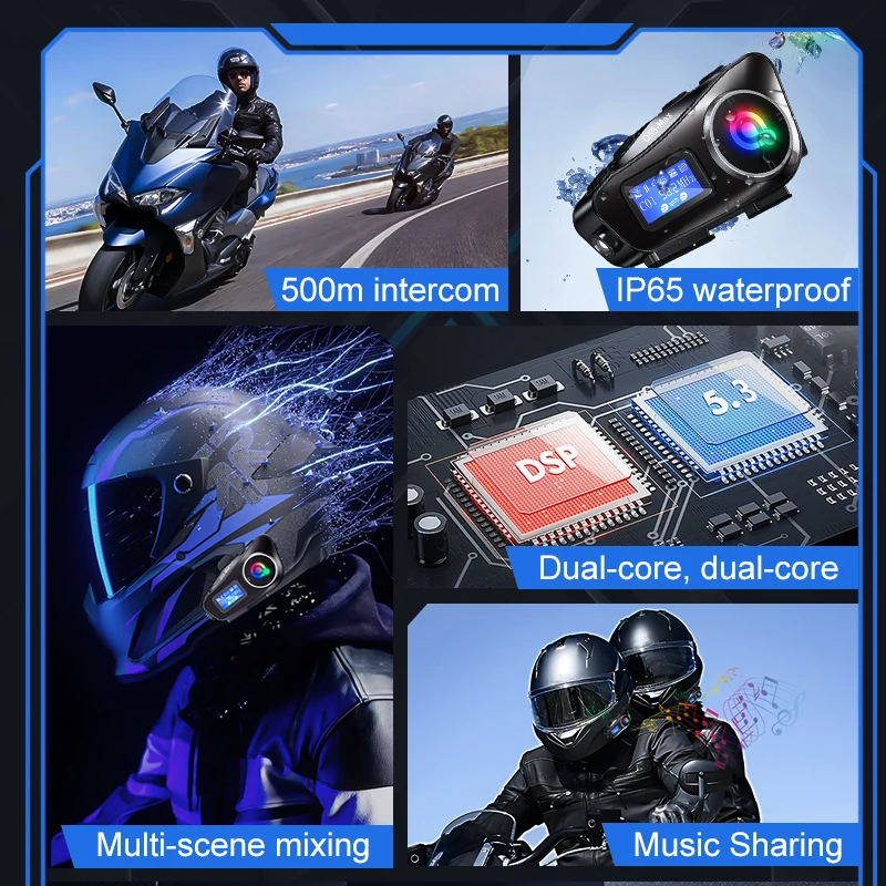 Motorcycle Helmet Wireless Blu - Universal Motorcycle Helmet Intercom Headset recension och pris