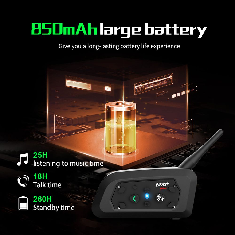EJEAS V6 PRO + Motorcycle Helm - Universal Motorcycle Helmet Intercom Headset recension och pris